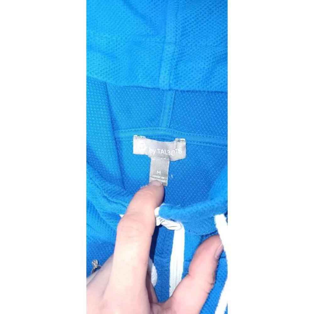 T By Talbots Pullover Hoodie Jacket Womens Size M Blue Half Zip Up Zippered... - Picture 2 of 11
